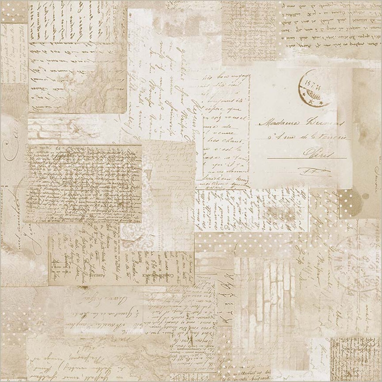 Fabric Windham Parchment Ephemera 108" Quilt Back by the Quarter Yard 55065DW-1